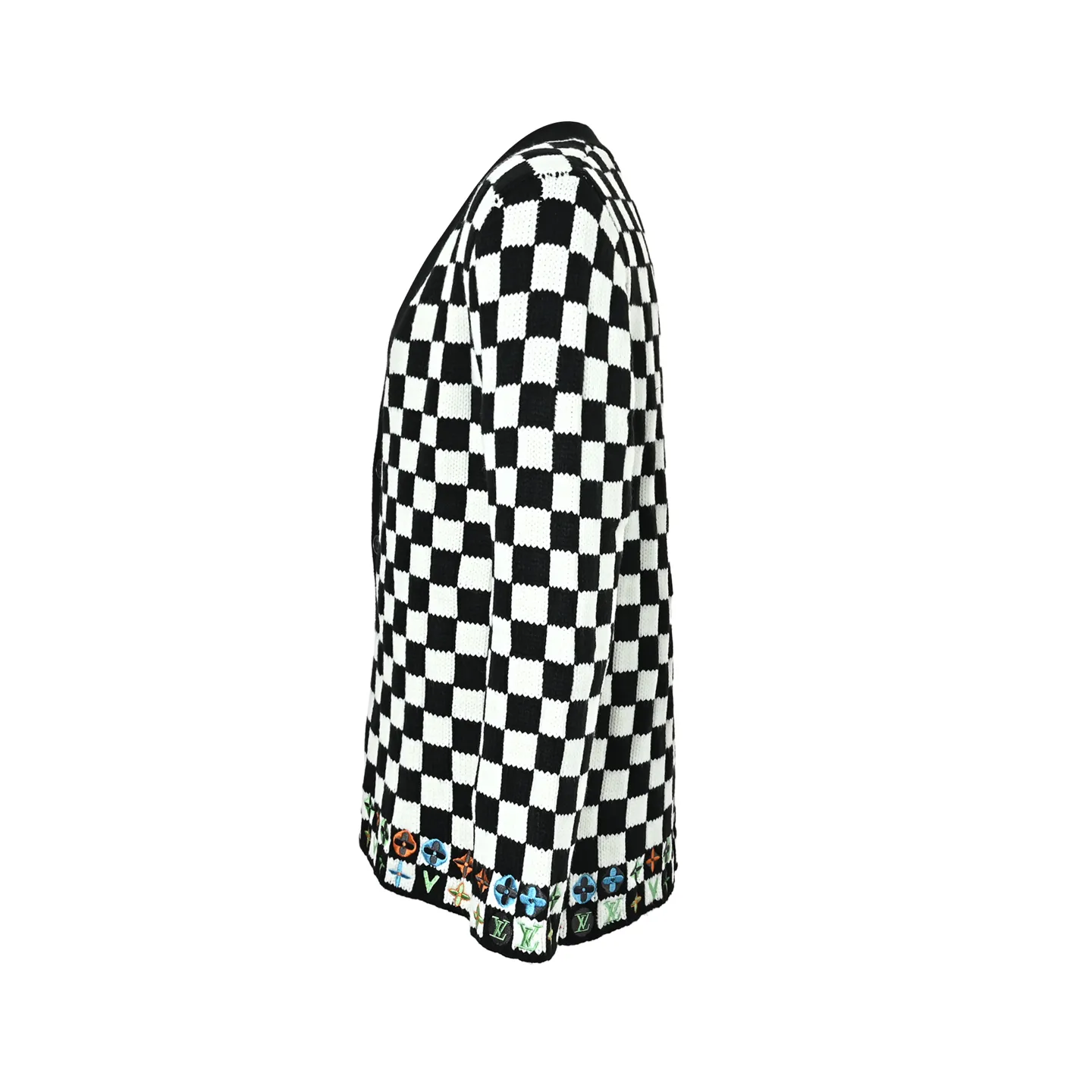 Louis Vuitton/Louis Vuitton colorful checkerboard knitted sweater cardigan